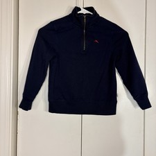 Tommy Bahama Shirt Pullover Quarter Zip Size S 5/6 Boys Navy Blue Red Logo Soft