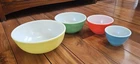 PYREX Vtg Primary Colors Mixing Stacking Bowl Set 401,402,403,404