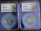 1857 Seated Liberty Half Dime & Seated Liberty Dime NGC Silver Type Coin Lot