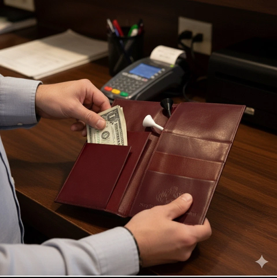 Vintage Burgundy Leather Card Holder Memorabilia Nostalgia Medium Wallet - Bild 2 von 4