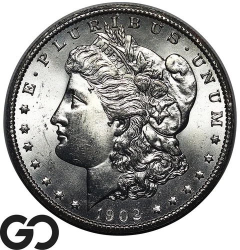 1902-S Morgan Silver Dollar, RARE This Nice, White Lustrous Gem BU++ Key Date