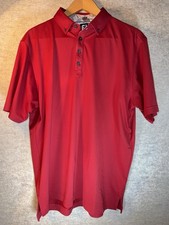 Footjoy FJ Mens Red Golf Polo Shirt Size L Performance Stretch Logo On Sleeve