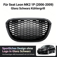 Für Seat Leon MK2 1P 06-09 Kühlergrill Glanz Schwarz Ohne Logo Sportgrill