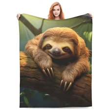 Cute Asleep Sloth Blanket Gifts for Kids Adults Women Flannel Throw Blankets ...