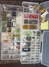 4 Containers Quality Jewelry Making Supplies Lot Beads  Lot B glass etc large