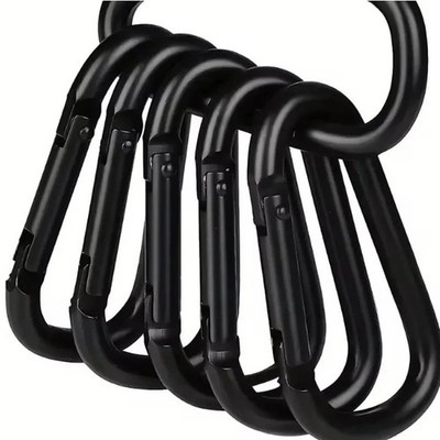 6 Stück Schwarz Typ D Haken Langlebig Outdoor Wandern Schnallen Mehrzweck Clip Set UK