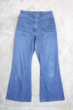 Women's Vintage 70s Seafarer Bell Bottom Flare Blue Jeans Fits 28x29