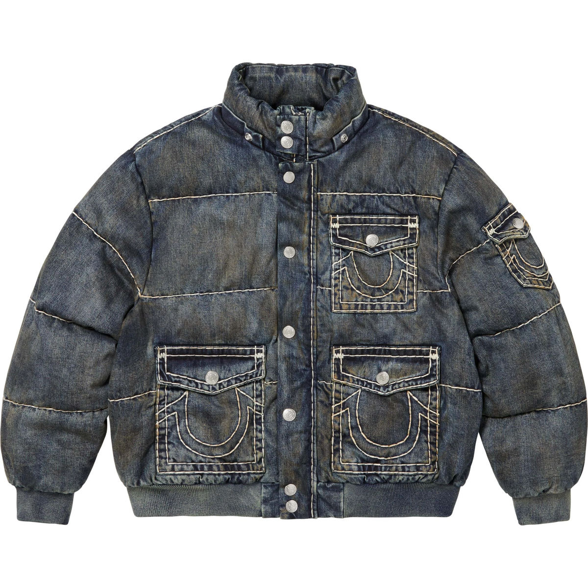 Supreme True Religion Puffer Jacket 'Dirty Indigo' L, XL | eBay