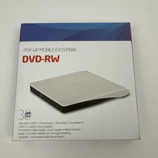 External DVD-RW Dual Layer Drive Pop-Up Mobile USB 3.0 Plug & Play Max 5Gbps