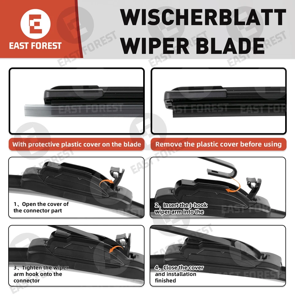 Front Windshield Wiper Blades 22"+22" All Season For Porsche Cayman 2006-2012 - Imagem 2 de 4