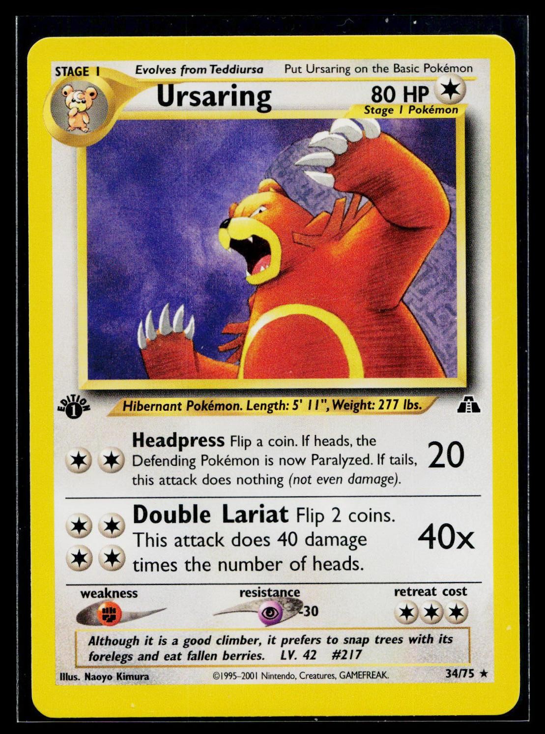 Ursaring 34/75 Neo Discovery 1st Edition Rare Near Mint