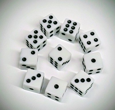 W6 Würfel weiß 10er Set 12mm D6 Dice