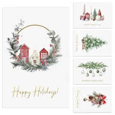 ZICOTO Beautiful Christmas Cards Set of 20 with Watercolor Designs - Incl. Bu...