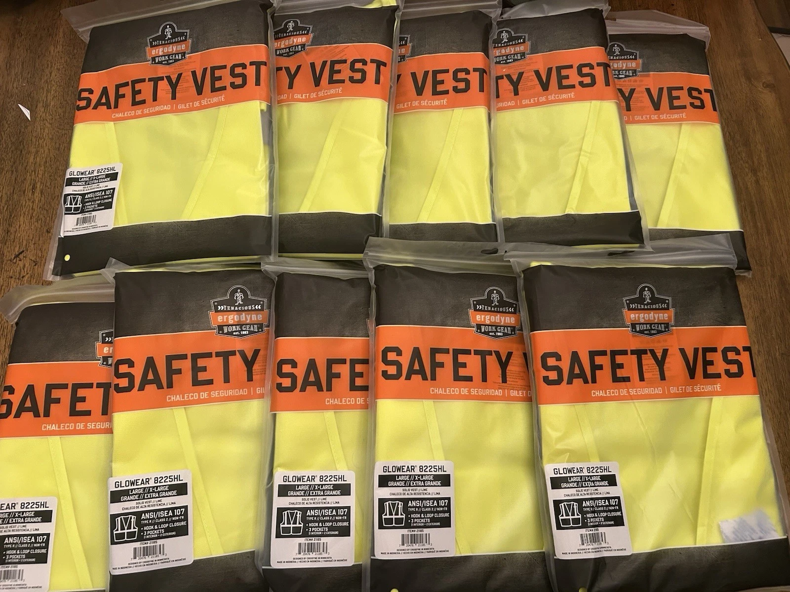 Ergodyne Safety Vest 8255HL 21473 Class 2 Type R Size L/XL Lot of 10 Vests - product detail image 1