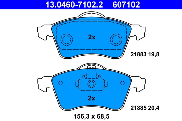 Plaquettes de frein à disque ATE anti-bruit et haute friction OE 7D0 698 1