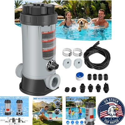 Durable Off-Line Chlorinator with Adjustable Output for Inground Pools - Gray