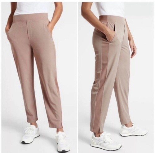 Athleta Brooklyn Pants Women 8 Pink Texture Ankle Pull On Pocket Travel Athletic