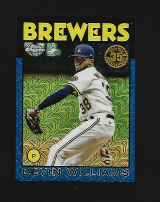 2021 Topps Series 2 Devin Williams 1986 Silver Pack Blue Mojo Refractor 116/150
