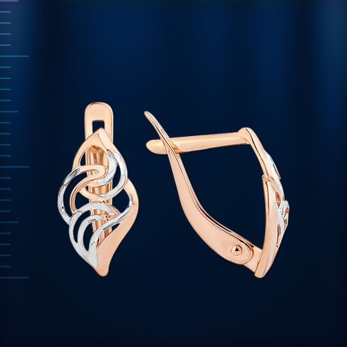 Ohrringe SchöNes Muster Russische Rose Rotgold 585 Gold Earrings 1,9G Bicolor-image