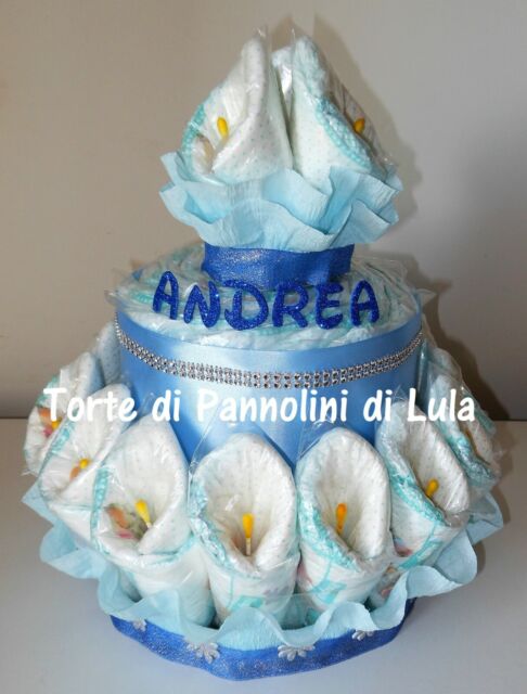 Torta Pannolini Maschio Bouquet Fiori Mazzo Rose Nascita Battesimo Baby Shower Ebay