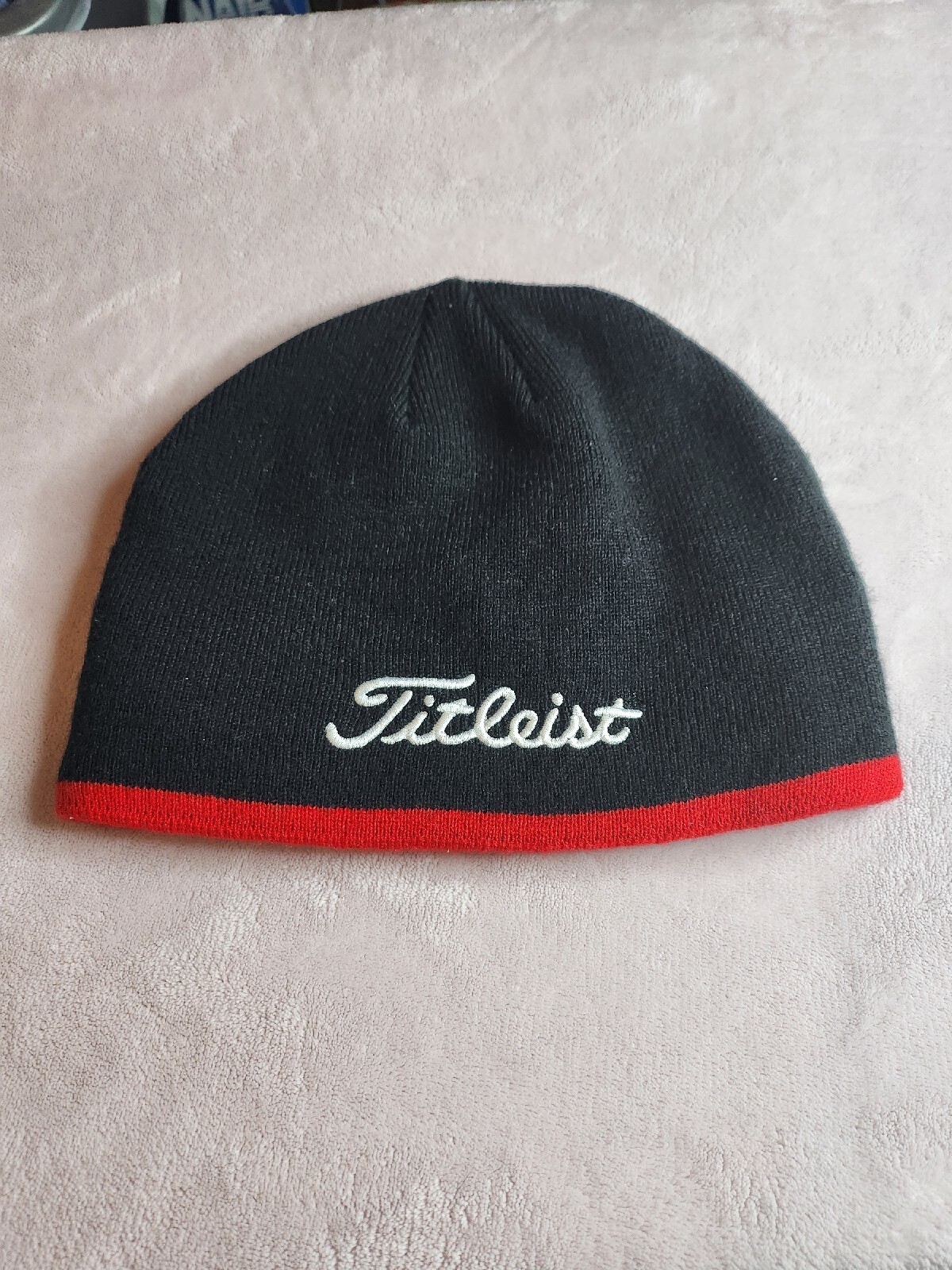Titleist Beanie Golf Hat Mens Black Red One Size Fits All eBay