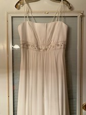 David’s Bridal White Chiffon/ Beaded/Rhinestone Strapless Wedding Dress Sz  18W