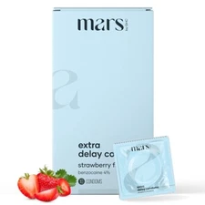 mars by GHC Strawberry Flavored Delay Condoms for Men - 10 Condoms (Pack of 10)