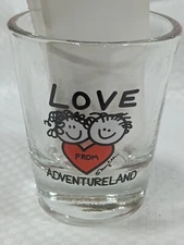 Love from Adventureland clear Shot Glass friends smiling