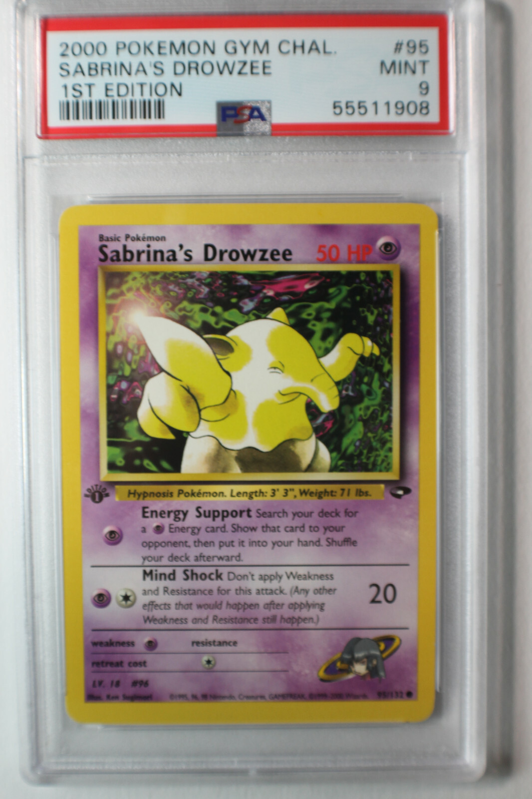 2000 POKEMON GYM CHALLENGE 95 SABRINA'S DROWZEE 1ST EDITION  PSA 9 MINT      908