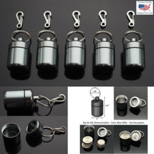 5 PCS Waterproof 1" Wide Pill Container Capsule Bottle Keychain  Clip - Gray