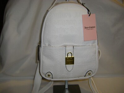 Juicy Couture White Lock N Heart Backpack Medium Embossed