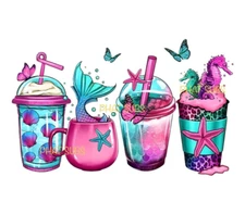 Sublimation Print Mermaid Boba Ready to Press Heat Transfer