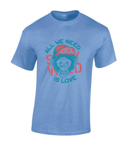 All We Need Is Love Funny Cool Meme Monkey Unisex T-Shirt - Picture 3 of 11