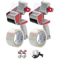 Heavy Duty Packing Tape Gun Dispenser 2 Pack Shipping Grip Roll Sealing Cutter