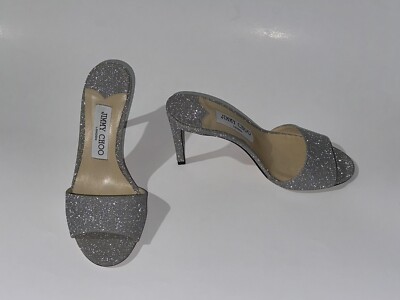 Jimmy Choo Women's Mule Sandal Heels Stacey 85 Heels Silver