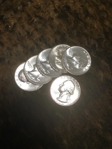 ( 6 ) 1963 Philadelphia Mint Silver Washington Quarters BU from Bank Roll