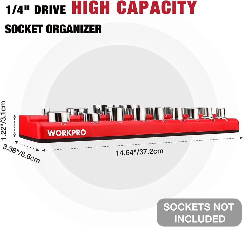 WORKPRO 1/4''/1/2''/3/8'' 2PC Magnetic Socket Organizer Socket Holder SAE&Metric - Image 4 of 4