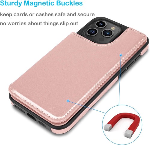 Funda de cuero para teléfono iPhone 15 Pro Max 14 13 12 11 billetera porta tarjetas cubierta - Imagen 21 de 52