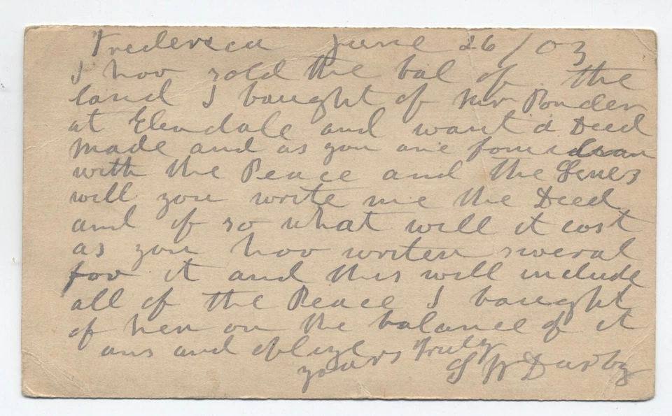 1903 Frederica Postal Station Felton DE rfd  handstamp on postal card [S.3476] - Image 2 of 3