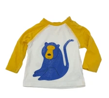 Mothercare 9-12 Months Ivory and Yellow Long Sleeve Shirt with Blue Monkey