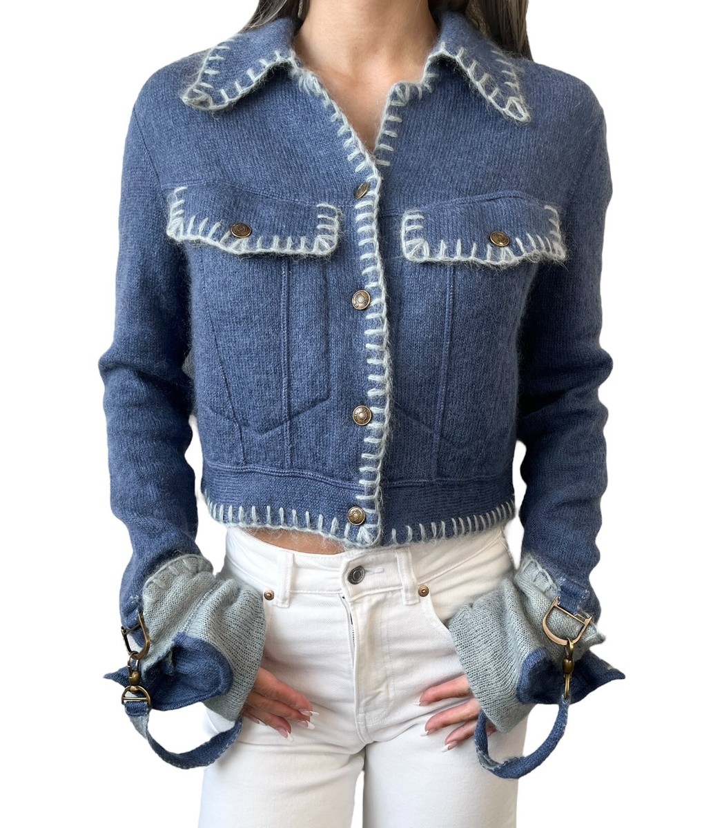 Christian Dior Vintage 2000 CD Logo Knit Cropped Jacket #40