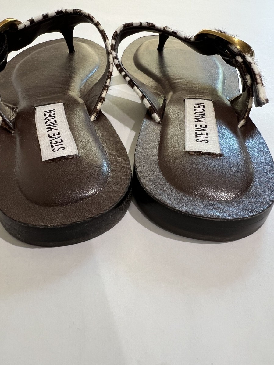 Steve Madden Rays-Z Calfhair Thong Sandals in Zebra Print | eBay