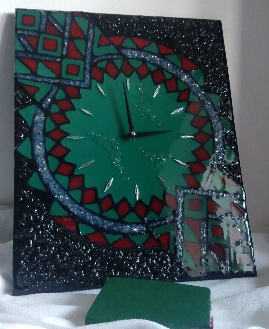 Handmade Ukrainian wall clock traditional folk art decor-image