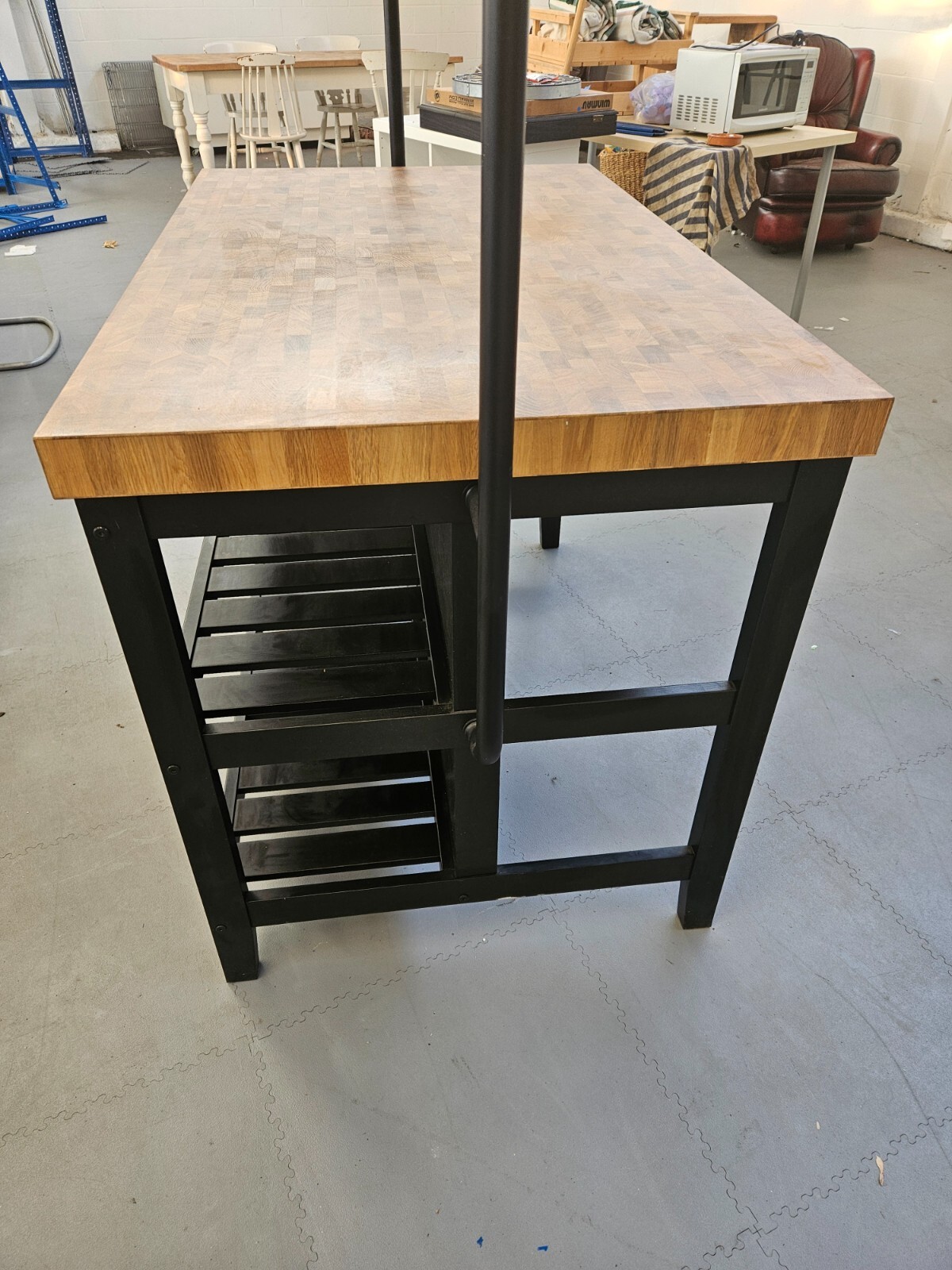 Ikea vadholma kitchen island with rack black oak with rack eBay