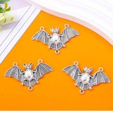 BLUK 40Pcs Bat Charms DIY Jewelry Making Pendants Antique Silver