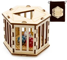 CM DND Dice Jail for Up to 50 RPG Dice with Fabric Travel Bag - Jail Dice Cage