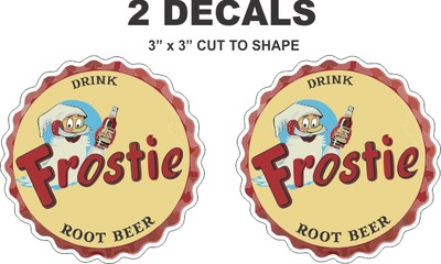 2 Round Drink Frostie Root Beer Vinyl Decals