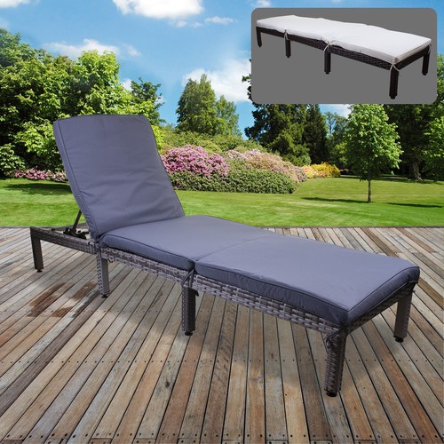 Rattan Sun Lounger Day Bed Recliner Garden Patio Furniture Outdoor