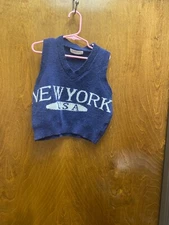 Women "Romwe" navy blue know cropped sleeveless top -"New York USA" top. size 4