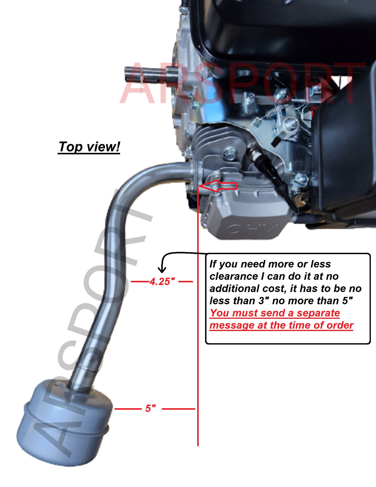 Exhaust Pipe & Muffler for Max Performance 15.8 HP (459cc) Engine
